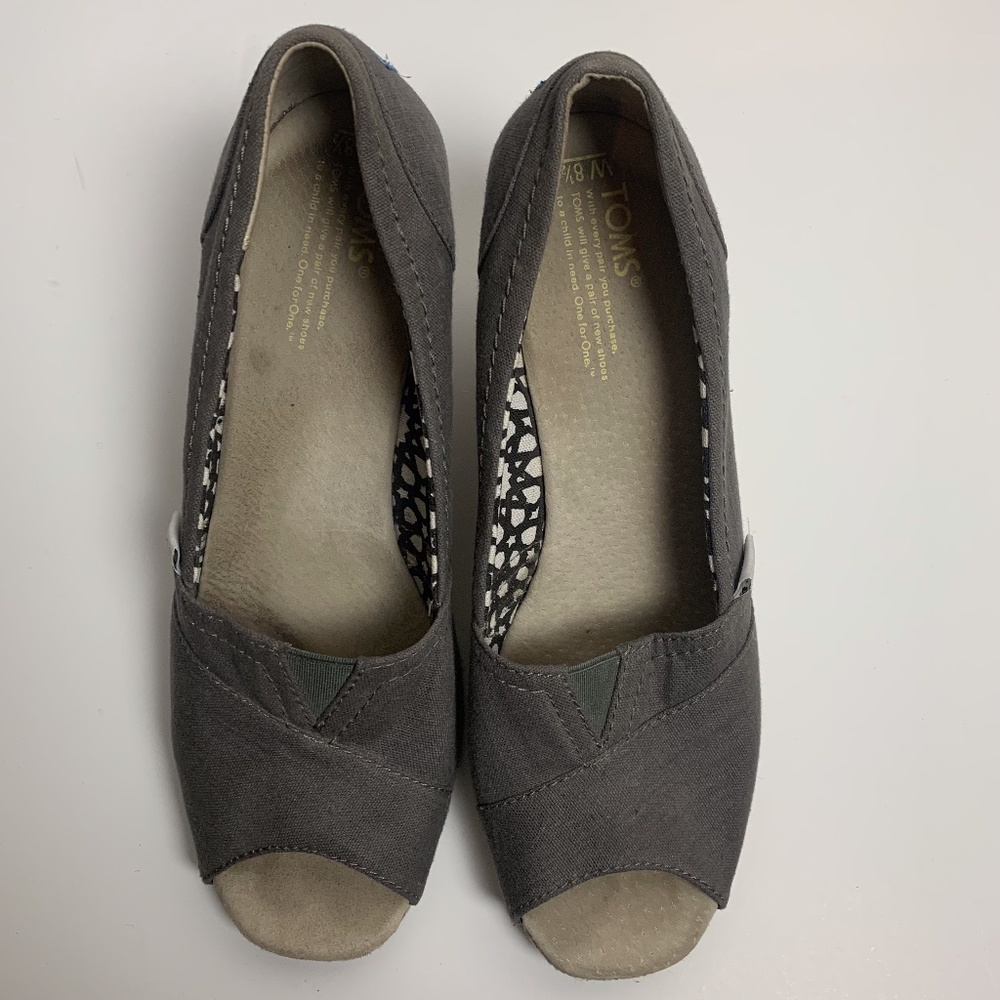 Toms Gray Canvas Calypso Hemp Wedge